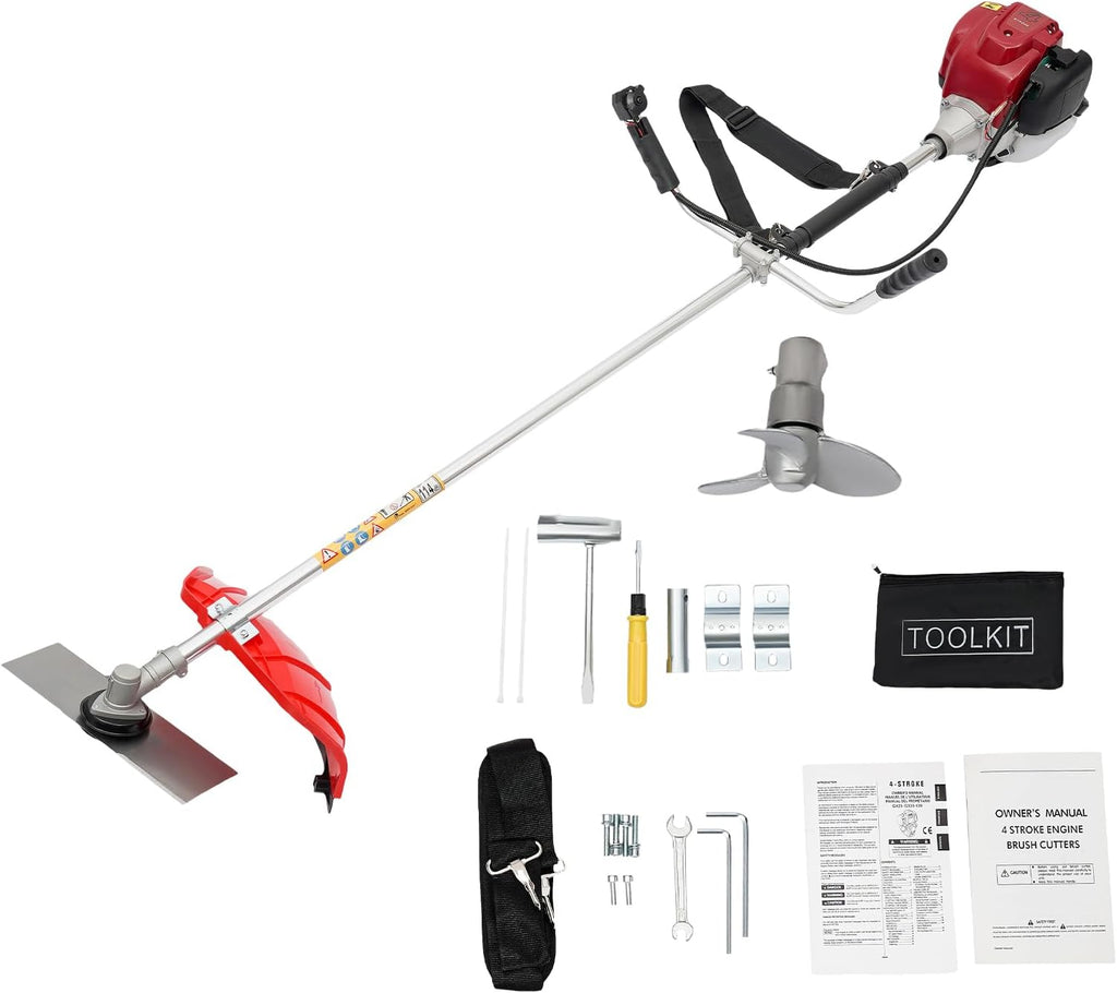 Gas Weed Eater,35.8CC 4-Strokes Cutter Grass Trimmer 2 in 1 Lawn Mower Pruner Tool, Gas Powered Long Reach Pole Saw Grass String Trimmer with Extension Pole, for Lawn Garden Landscaping Trimming