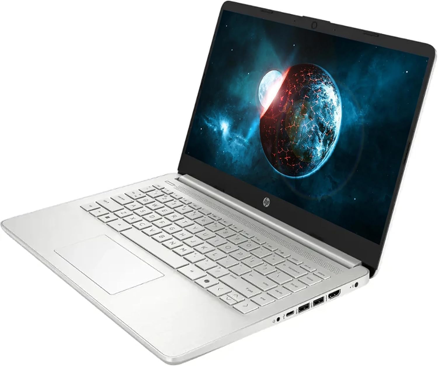 HP 14' HD Laptop with Microsoft Office and 1TB Cloud Storage (1-Year)| 4GB RAM| 128GB SSD & 128GB Portable SSD| Intel 4-Core CPU (Beat i3-10110U)| Ultra Light| Webcam| Windows 11| RK Bundle|Silver
