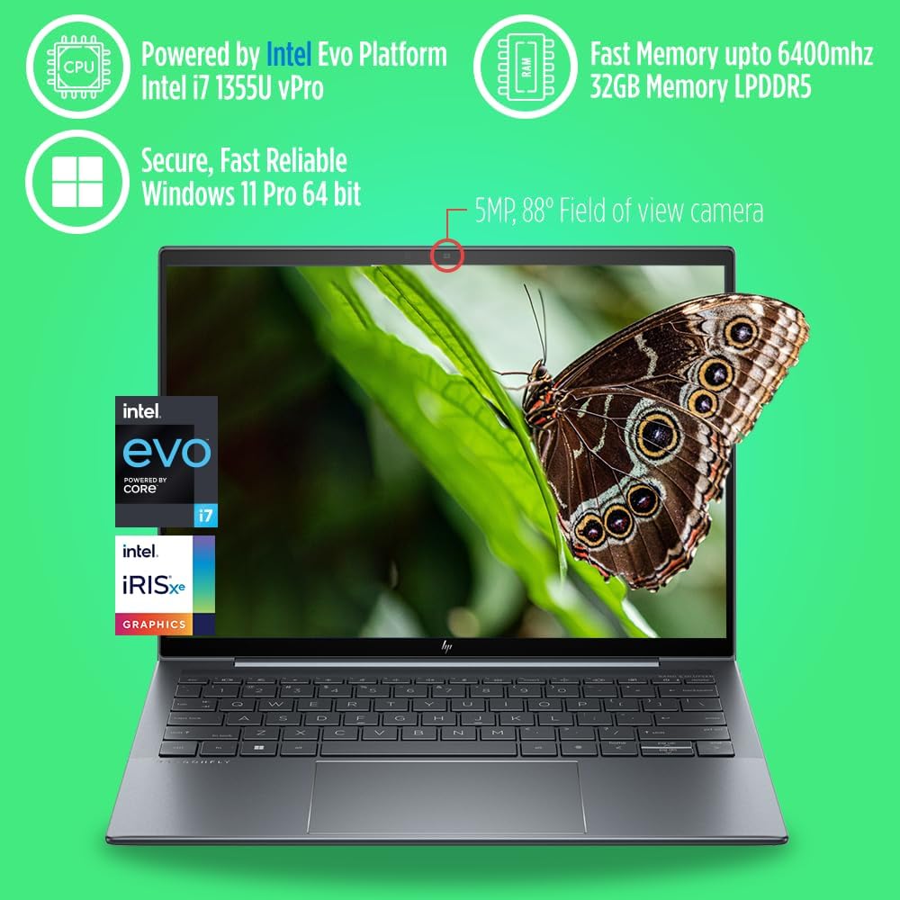 hp Elite Dragonfly G4 13.5' WUXGA+ Touch Notebook Intel Core i7-1355U vPro (10 Core) 32GB LPDDR5 Memory - 1TB SSD - Backlit KB, Fingerprint, 65W Charging Wolf Security, Windows 11 Pro w/Deskpad