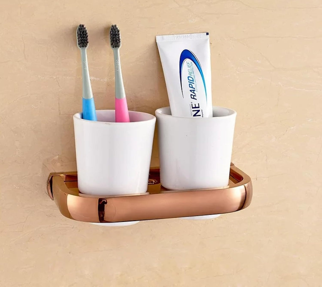 Towel Rack, Bathroom Bathroom Hardware Pendant, Toilet Towel Rod, Bath Towel Shelf, Rose Gold Fan, Double Layer