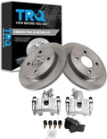 TRQ Rear Brake Pad and Rotor Set Ceramic Rotors Calipers Compatible with 2007 Ford Focus