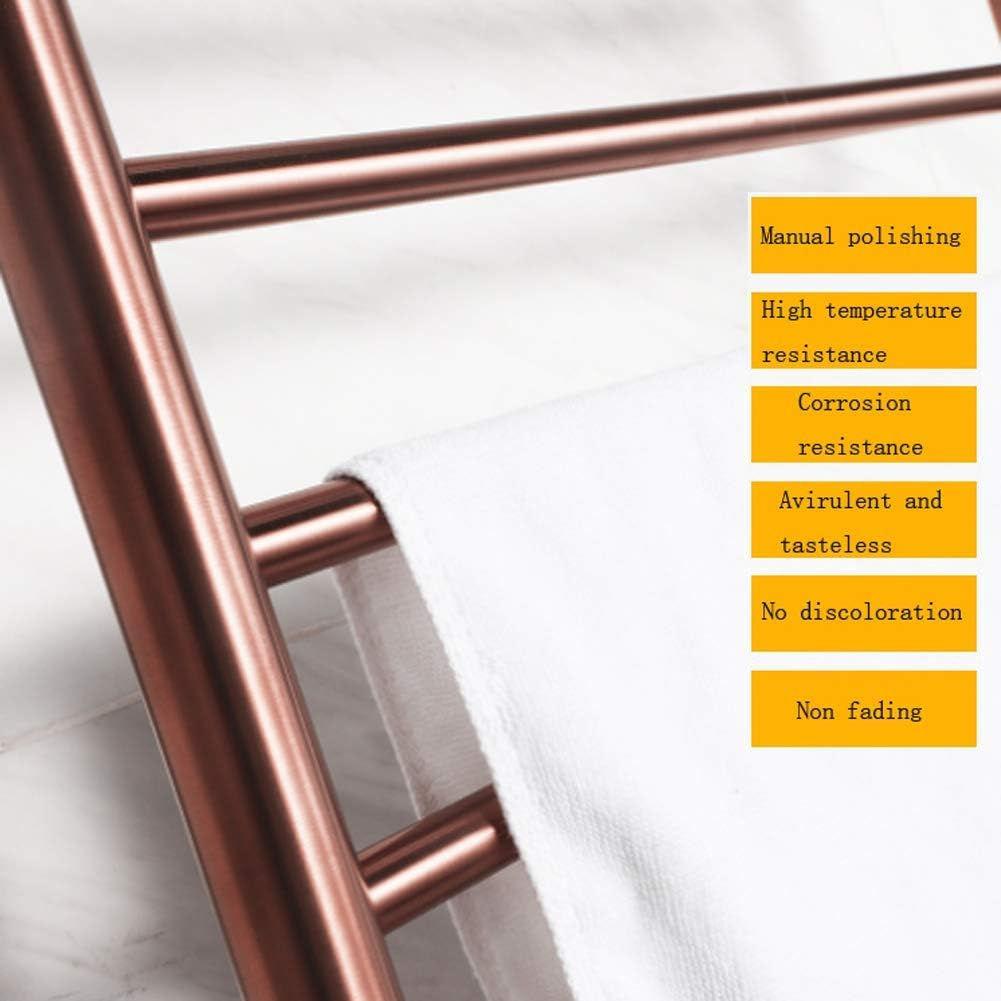 Electric Towel Warmer Rack with 10 Bars Energy Saving Wall Mounted Stainless Steel Towel Radiator for Bathroom Small Mirror Heated Towel Rack in Gold Finish，Ab Rose Gold