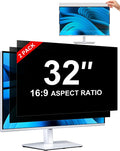[2-Pack] Privacy Screen For Computer Monitor, 32-Inch 16:9 Aspect Ratio; Anti Spy/Bule Light/Glare And Eye Protection, 2 Install Ways Removable For Office, Airport, Cafe And Other Public Area; Diagonal 32 Inches, Width 27.89 Inches, Height 15.69 Inches