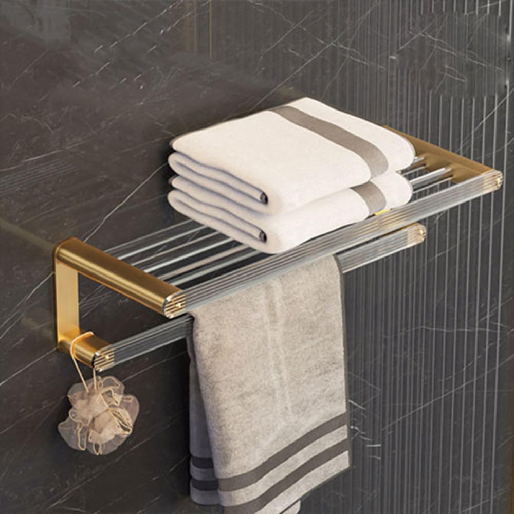 Bathroom Hardware Kit Gold Bathtub Accessories Wall Mounted Towel Rack Towel Bar Toilet Brush Towel Hook Paper Holder,Towel Rack