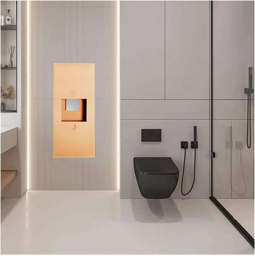 Recessed Convertible Paper Towel Dispenser/Waste Receptacle Combination Unit, Satin Stainless Steel for Hotel Public Bathroom Kitchen, Silver(Gold,31x75x14.5CM)