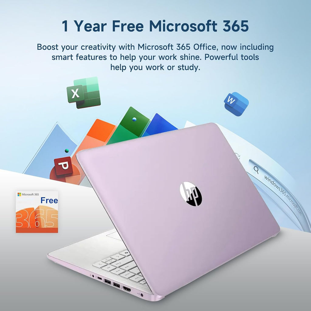 HP 14 Inch Student Laptop Office 365, Quad-Core Processor (Beat i3-1115G4), 4GB RAM 256GB Storage (128GB UFS+128GB SD Card), Computer for Business and Study Home with Wi-Fi 6 Win11, W/Accessories