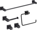 KIBI Cube 5-Piece Bathroom Hardware Set – Wall Mounted Bath Accessories Kit, Premium Brass, Includes Towel Bar, Towel Ring, Toilet Paper Holder, Robe Hook & Towel Hook (Matte Black, C-KBA15-5-1)