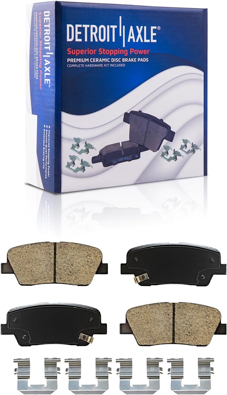 Detroit Axle - Rear Brake Kit for 2010-2016 Hyundai Santa Fe XL 2011-2015 Kia Sorento Drilled & Slotted Disc Brake Rotors Ceramic Brakes Pads 2012 2013 2014 Replacement: 11.89' inch Rotor