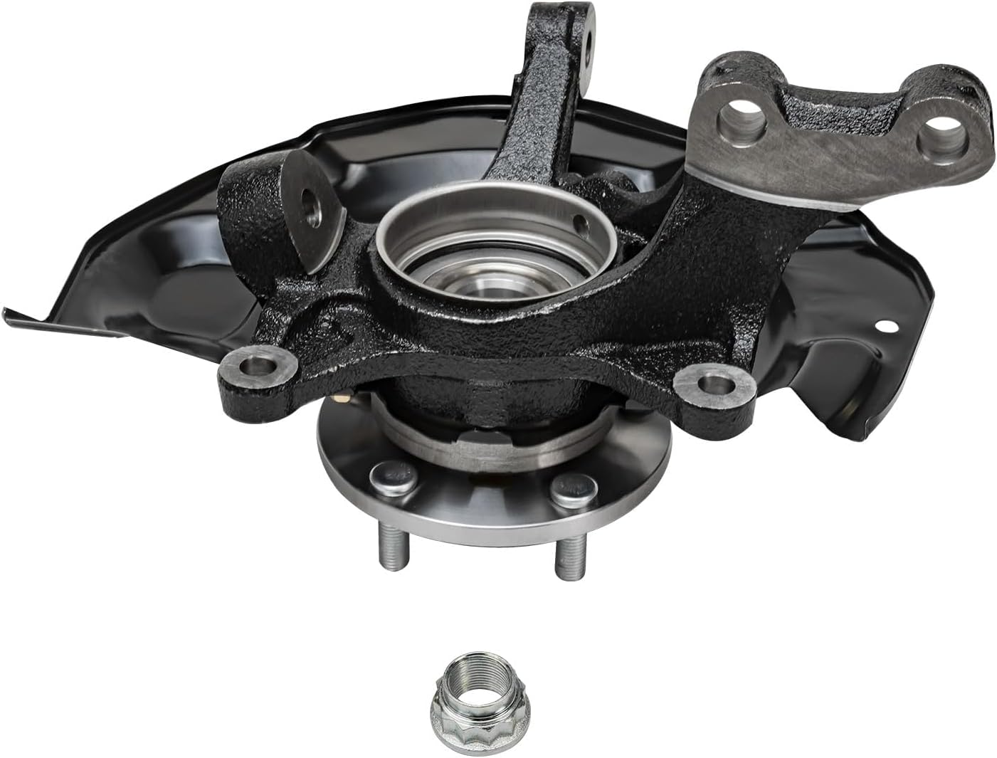 Detroit Axle - Front Steering Knuckles & Wheel Hub Bearings Drilled Rotors Brake Pads Replacement for RX330 RX350 RX400h Highlander - 6pc Set
