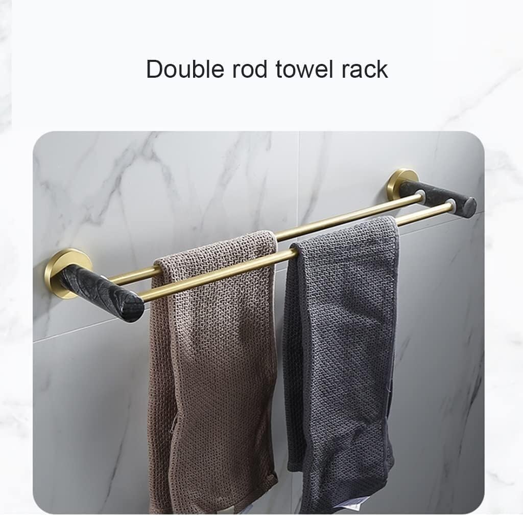 Towel Rail for Bathroom, Brushed Gold Towel Bar Wall Mounted Bathroom Accessory Towel Holder Rod Hand (Color : Double Rod Towel Rack)