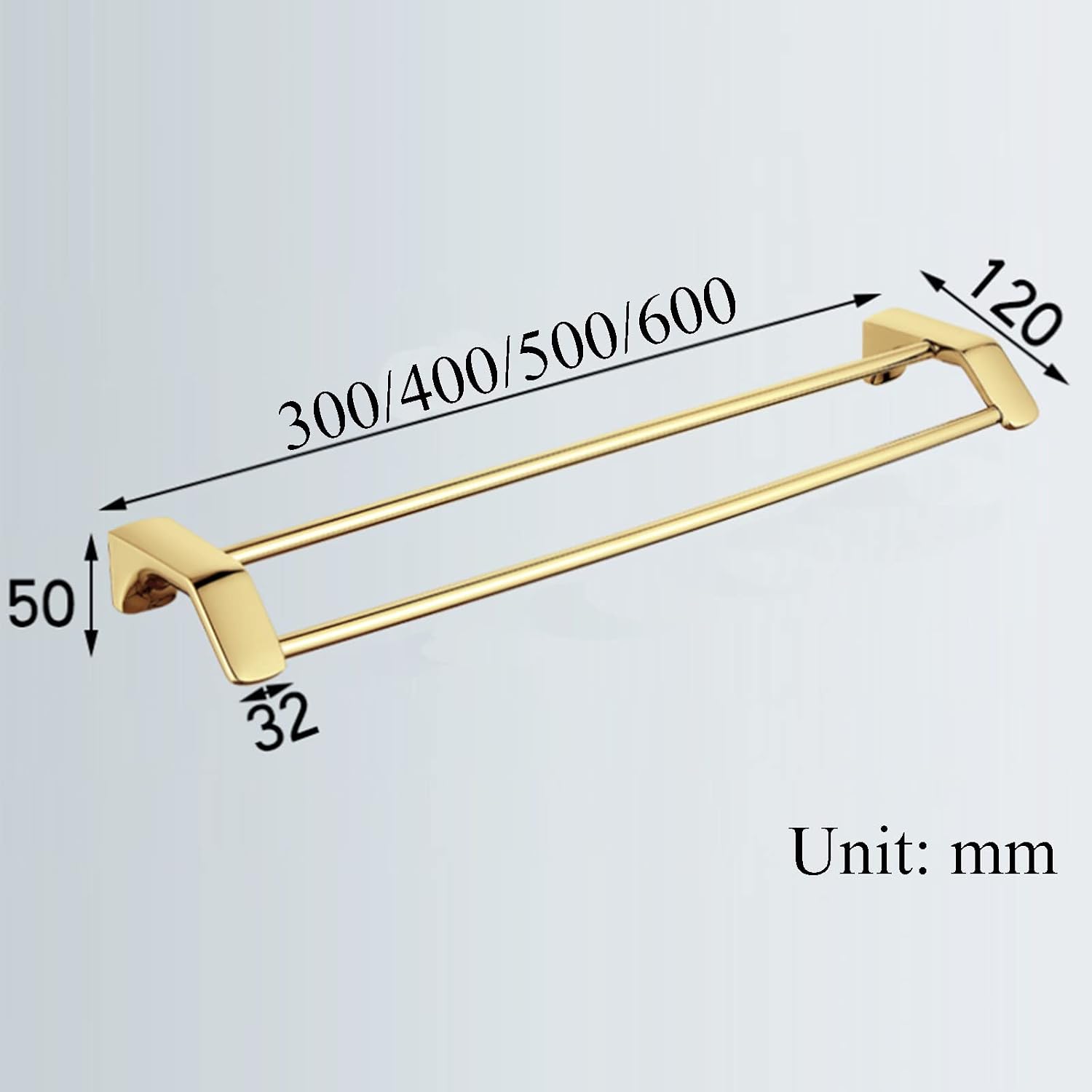 Towel Rail Self Adhesive Towel Hanger Wall Mount Towel Holder Double Rod Stainless Steel No Drilling for Bathroom and Toilet,Gold,30Cm Bathroom