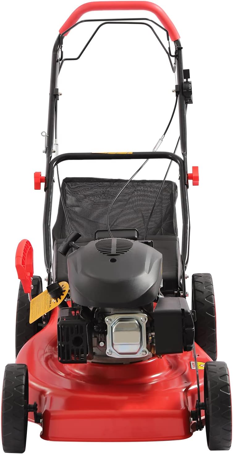 Gas Powered Self-Propelled Lawn Mower with Bag - 3-in-1, 4-Stroke Engine, 20-inch Cutting Width, 8 Adjustable Heights - Ideal for Small to Medium Sized Yards