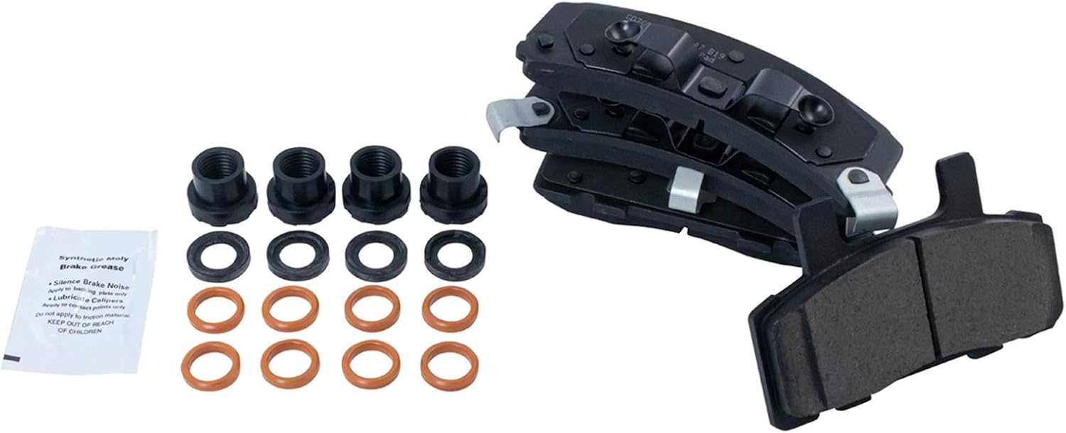 TRQ Performance Front Brake Pad & Rotor Set Ceramic Drilled Slotted Coated Rotors Calipers Compatible with 88-98 Chevrolet GMC K2500 94-99 K1500 95-99 K1500 Suburban 95-00 Tahoe 94-99 Yukon