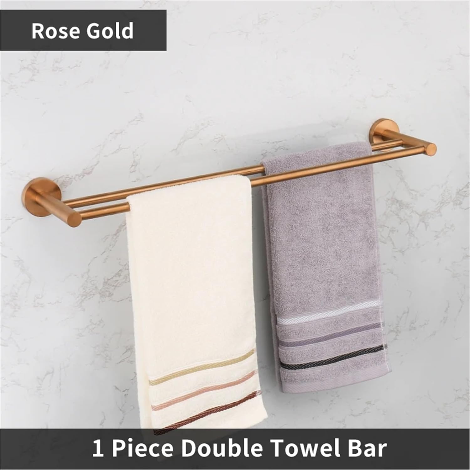 Brushed Rose Gold Bathroom Accessories Toilet Paper Holder Towel Rail Rack Bar Hooks Toothbrush Holder Stainless Steel(Double bar)