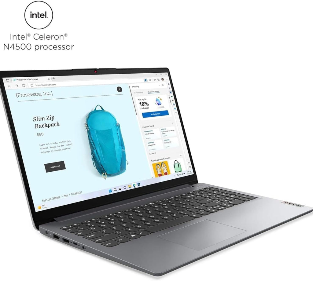 Lenovo IdeaPad 1i 14.0' HD Laptop, Intel Celeron N4500, 12GB RAM 256GB SSD+128GB eMMC Storage, 128gb 9H Docking Station, Microsoft 365, Webcam, WiFi, Bluetooth, Windows 11 Home, Cloud Grey