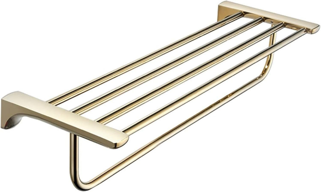 Towel Rail Bath Towel Holder Pale Gold Towel Holder Wall Mount,Bathroom Towel Rack,24.4 Inches Foldable Wall Double Towel Holder,Mounted Multifunctional Rack Organizer Towel Ra,Bathroom Shelf