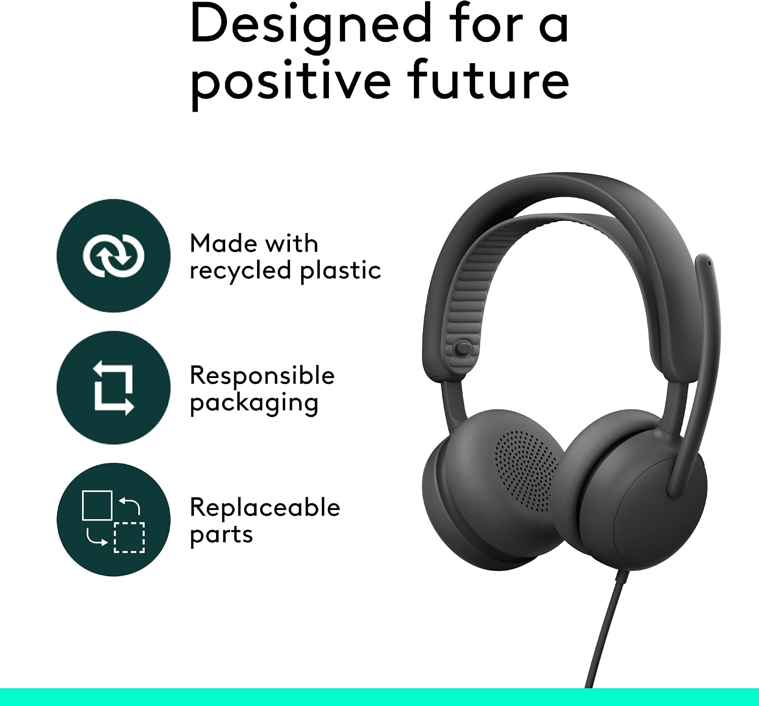 Logitech Zone Wired 2 for Business - Noise-Canceling Headset with Adaptive Hybrid ANC, Microsoft Teams Certified, USB-C with USB-A Adapter - Graphite