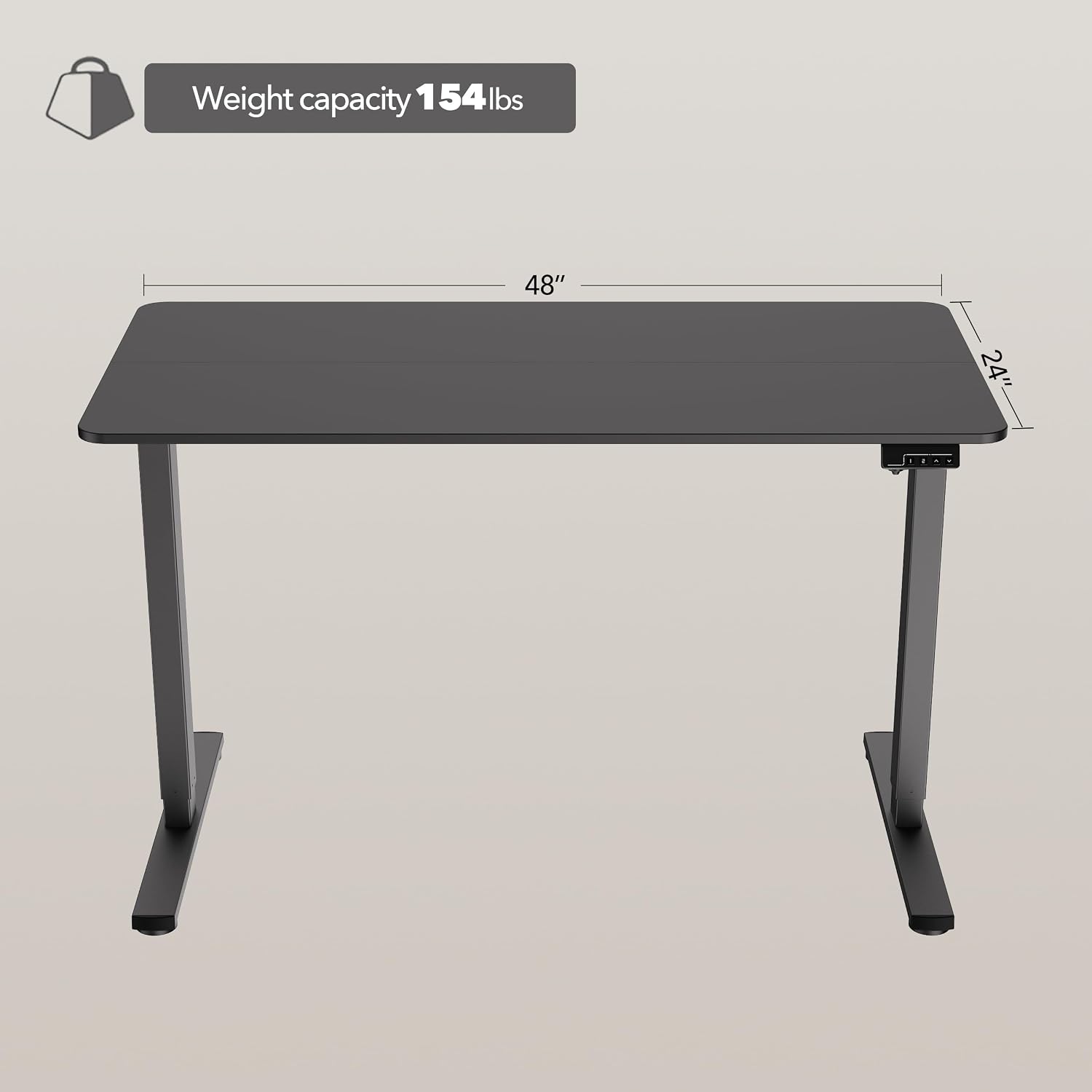LongKe Electric Standing Desk Adjustable Height, 48x24 Inches Sit Stand up Desktop for Home Office, Ergonomic Rising Computer Table with Memory Preset, Black