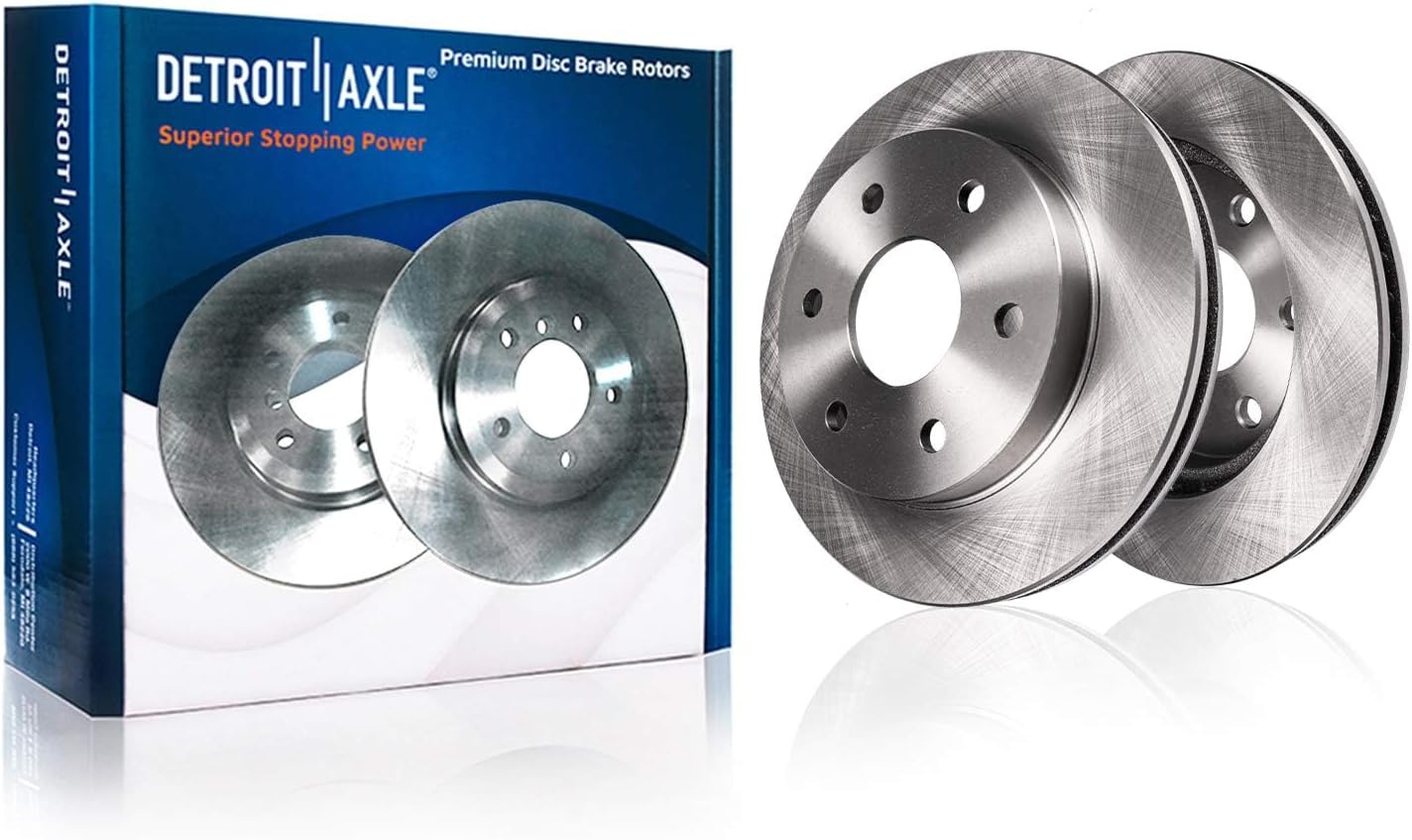 Detroit Axle - Brake Kit for Buick Enclave Chevy Traverse GMC Acadia Saturn Outlook Front & Rear Drilled & Slotted Brake Rotors and Ceramic Brakes Pads + Front Wheel Bearing Hubs Replacement