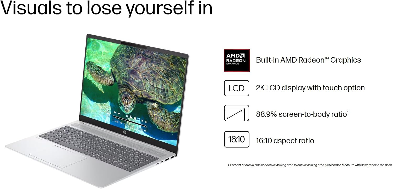 HP OmniBook 16 Premium Copilot AI Business Laptop, 16' 2K (1920 x 1200) Touchscreen, AMD Ryzen AI 7(50 Tops), 16GB LPDDR5x-7500 RAM, 1TB PCIe SSD, Wi-Fi 6, 1080P Camera, Windows 11 Pro, W/Mouse