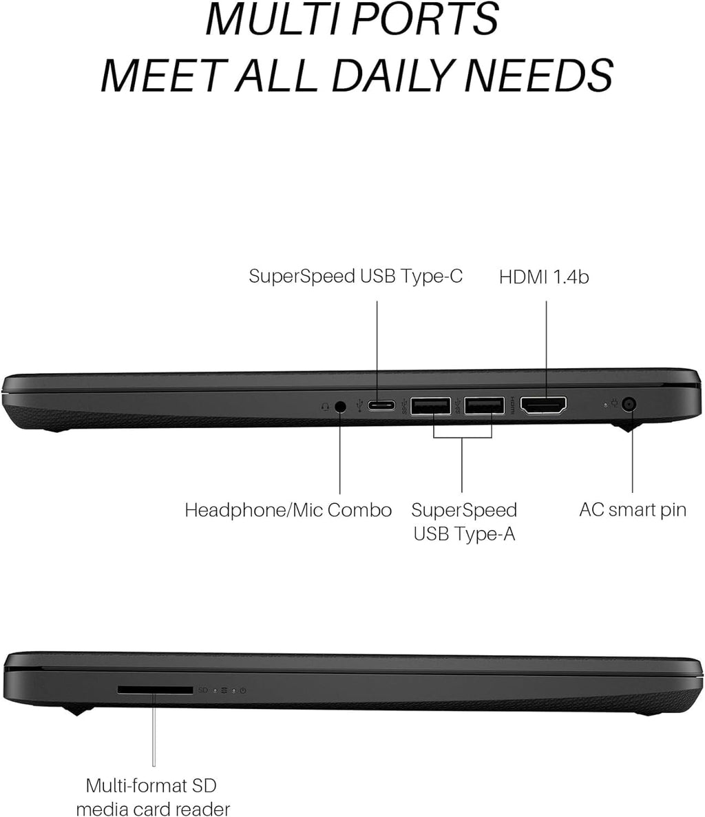 HP 14 Inch Laptop Student Business, Intel Dual-Core N4120, 16 GB RAM, 384 GB Storage(128GB eMMC+256GB MSD), Webcam, HDMI, WiFi, 1-Year Office 365 & Windows 11 Pro, w/Accessories