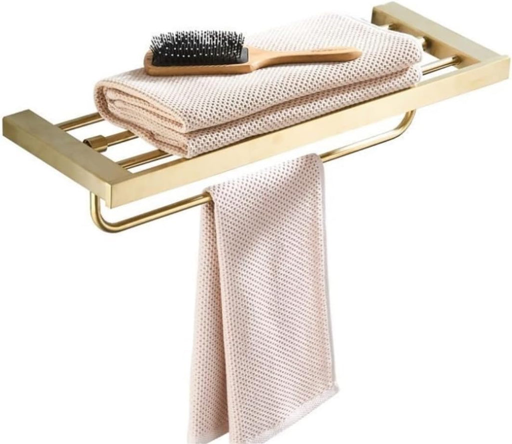 Towel Racks 304 Stainless Steel Brushed Towel Rack Double Towel Bar Wall-Mounted Towel Rail for Bathroom Kitchen Organizer