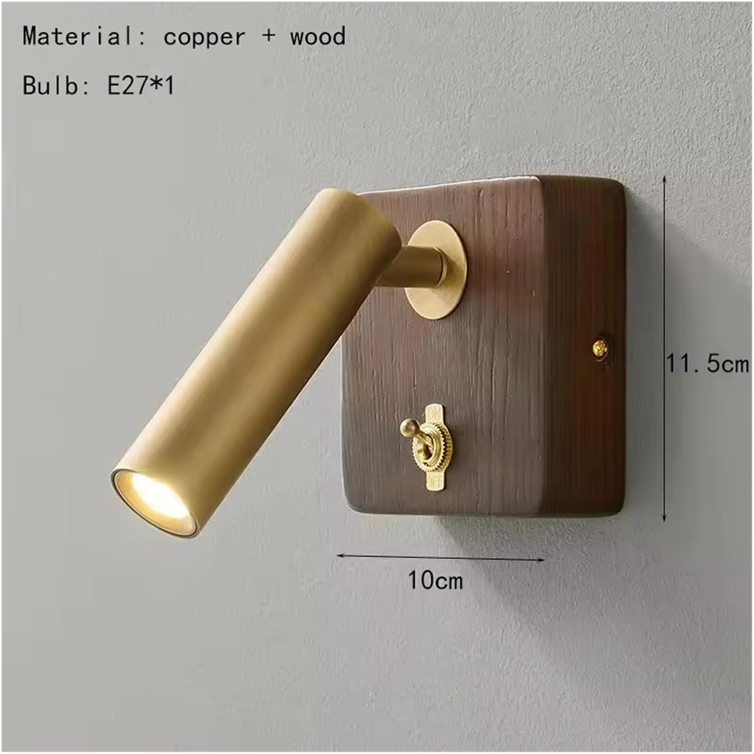 with Switch Wall Lamp Gold Silver Brass Wooden Lighting Fixtures for Bedroom Reading Hotel Office E27 Bulb,Decor