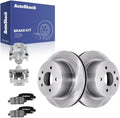 AutoShack Rear Brake Rotors, Ceramic Pads & Calipers for Nissan, Rogue 2008-2013 Rogue Select 2014-2015, AWD FWD L4 2.5L - 11.49' (291.8 mm), 5-Lug