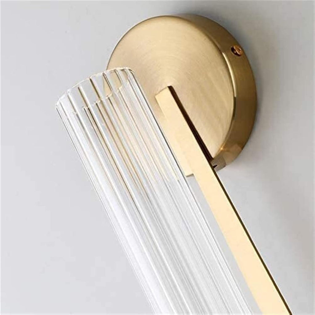 Modern 1 Bulb Gold Wall Sconce Creative LED Wall Lamp Tubular Clear Glass Wall Lighting Fixture for Bathroom Bedroom Living Room Corridor Hotel