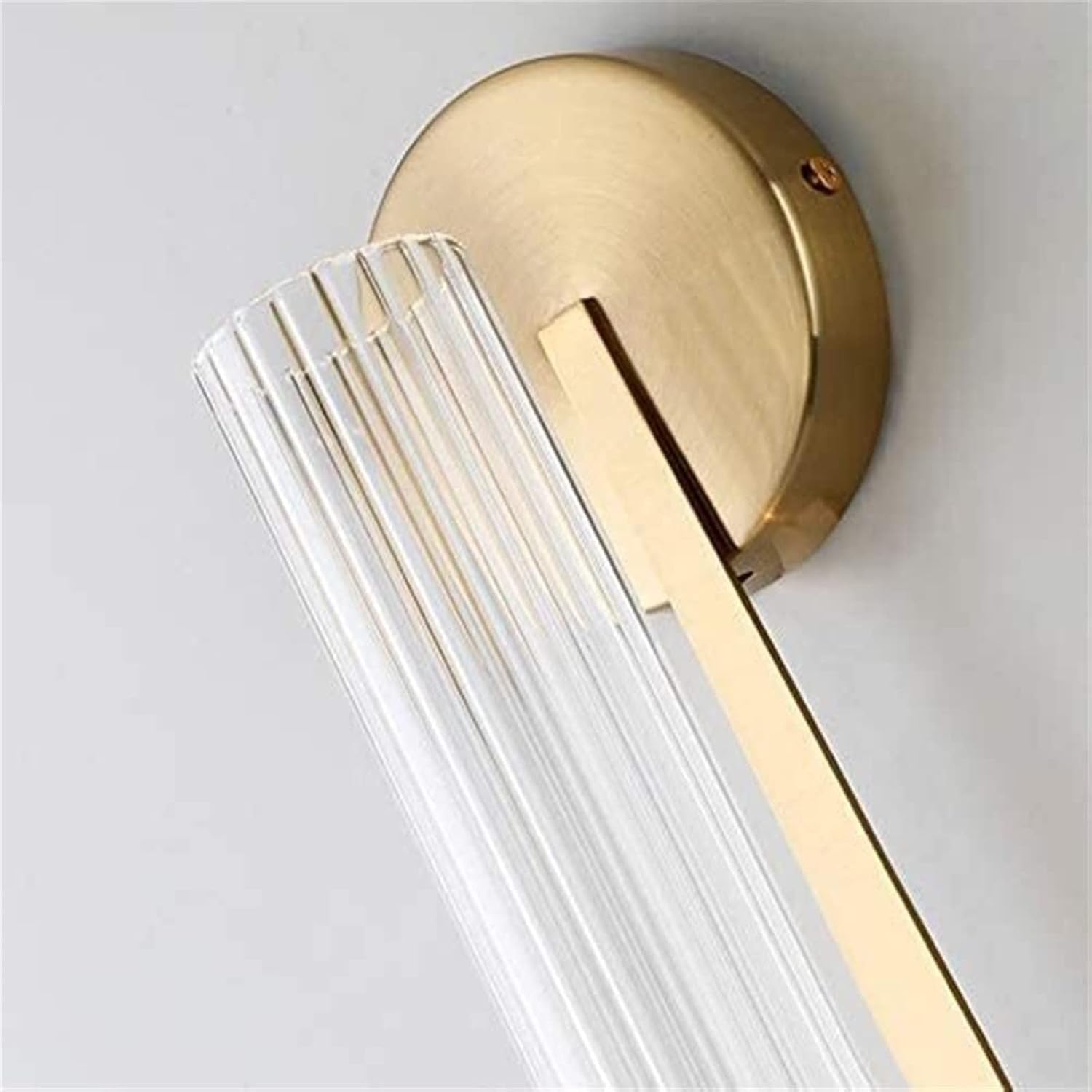 Modern 1 Bulb Gold Wall Sconce Creative LED Wall Lamp Tubular Clear Glass Wall Lighting Fixture for Bathroom Bedroom Living Room Corridor Hotel