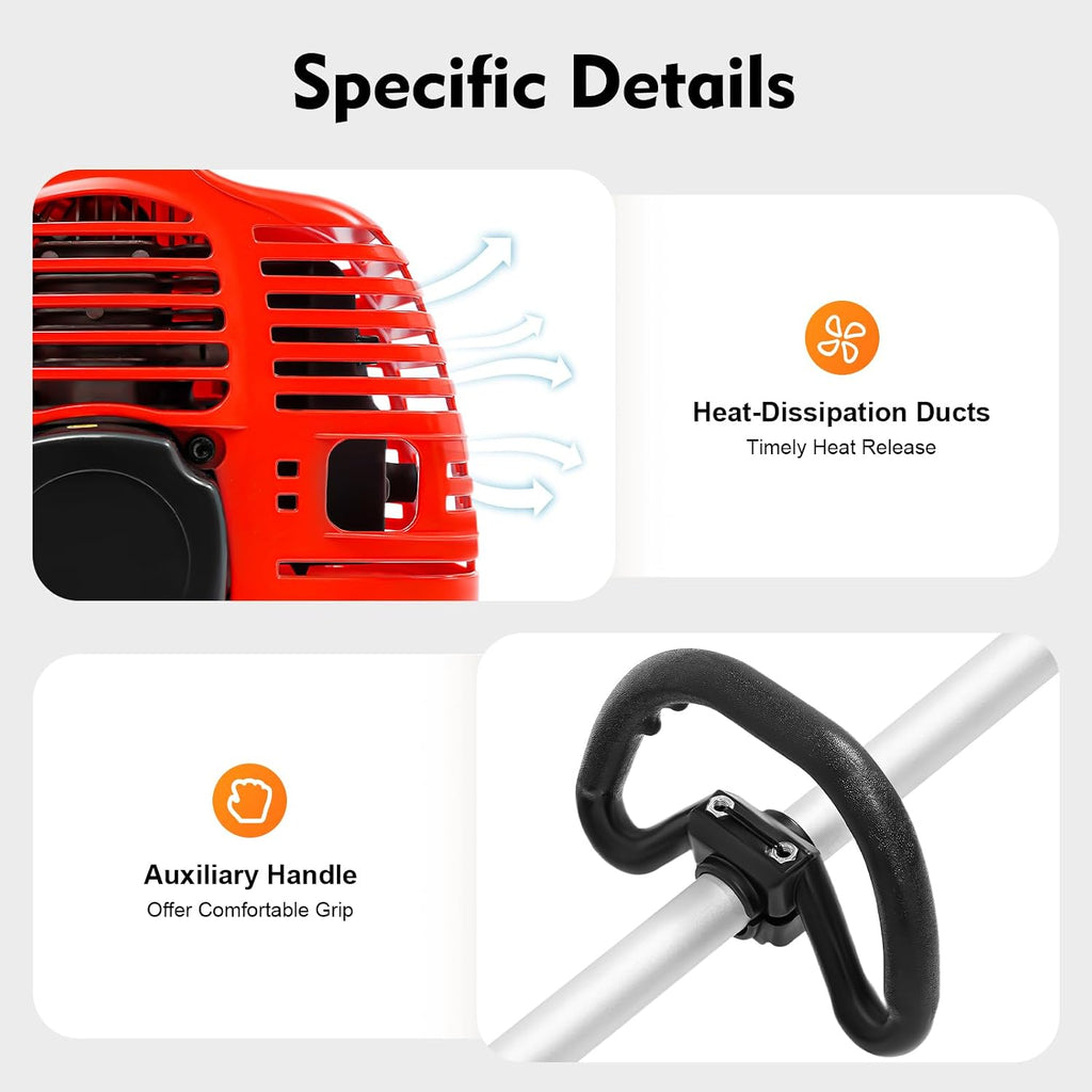 Gas Weed Eater,51.7CC 2-Strokes Cutter Grass Trimmer 4 in 1 Lawn Mower Pruner Tool Multi Garden Tools Brush Cutter, Gas Hedge Trimmer,Pole Saw with Extension Pole, for Lawn Garden Tree Trimming