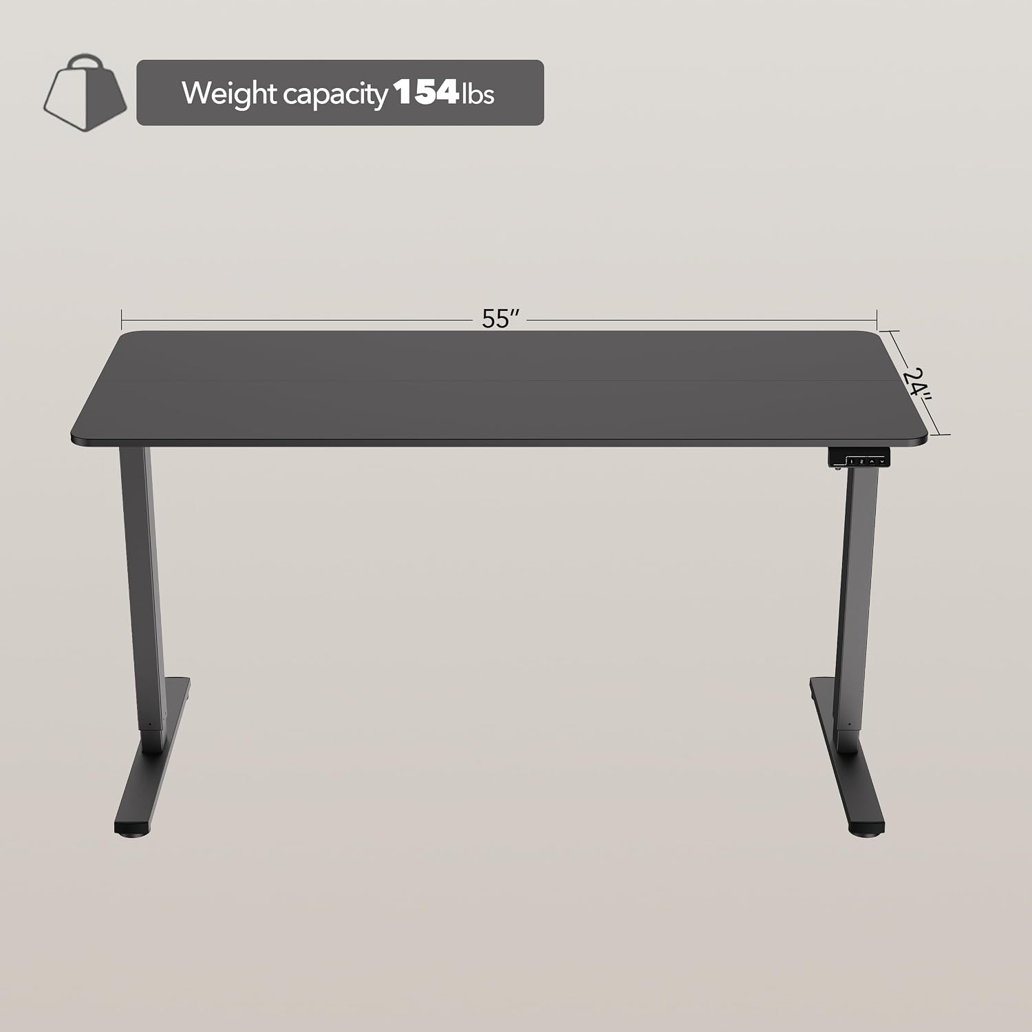 LongKe Electric Standing Desk Adjustable Height, 55x24 Inches Sit Stand up Desktop for Home Office, Ergonomic Rising Computer Table with Memory Preset, Black