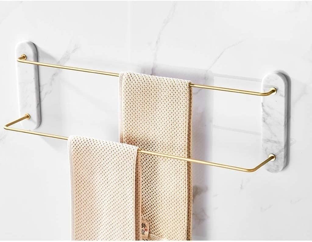 Towel Racks Nordic Creativity Towel Bar Marble Brass Towel Rail Bathroom Towel Holder Wall Mounted Towel Rack Gold Towel Hanger Organizer (Color : B-Double Bar)