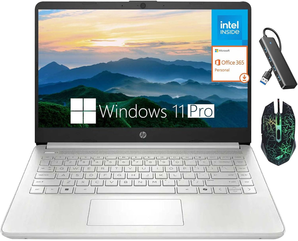 HP 14 Inch Business Laptop, Ultral Light Laptops for Student and Business, Intel Processor N150(Quad-Core), 4GB RAM, 128GB UFS, Wi-Fi 6, Fast Charge, 1-Year Office 365, Windows 11 Pro, Silver