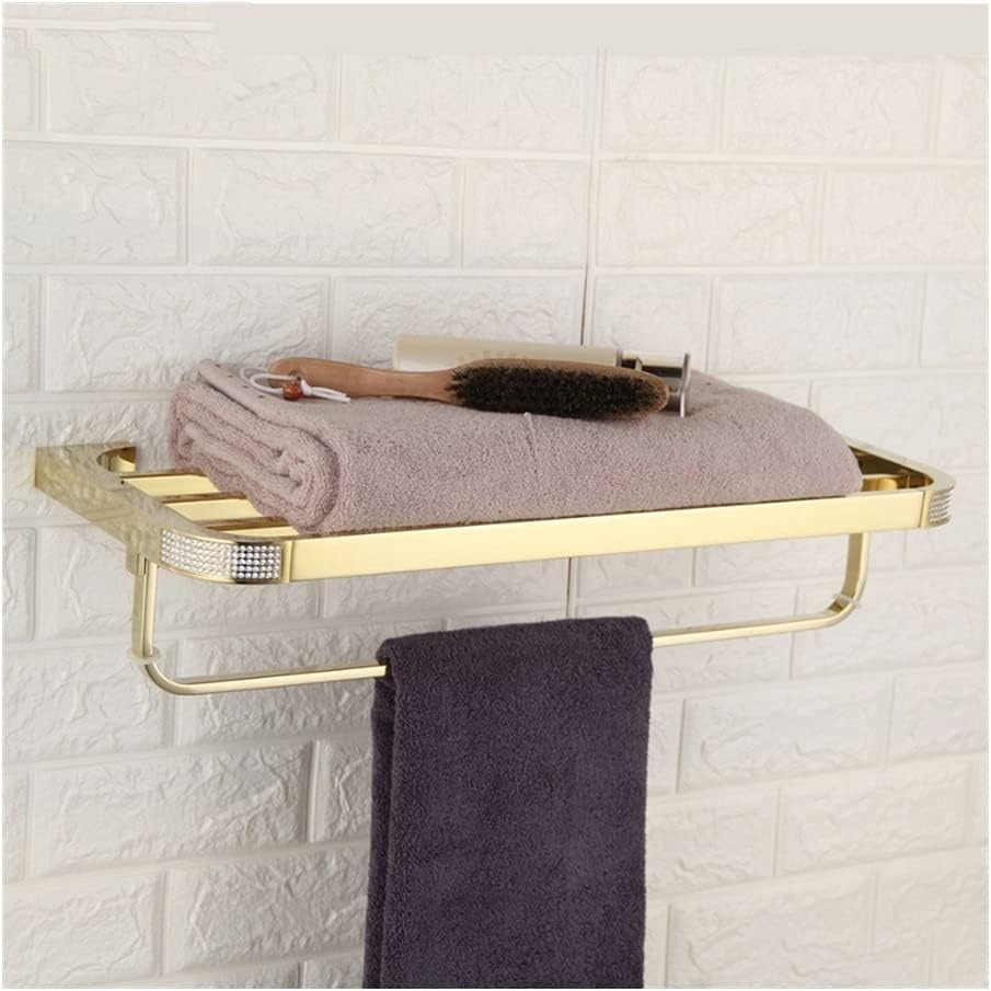 Towel Rails Bathroom Towel Rack Wall Mounted Towel Holder Crystal Bathroom Hardware Towel Holder Double-Deck Rail Rack Bar Bath Shelf Bathroom Accessories Gold/Chrome/Gold Towel Racks/White