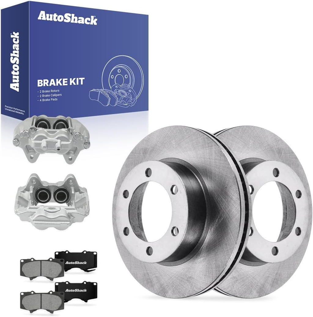 AutoShack Front Brake Rotors, Premium Pads & Calipers for Toyota, Tundra 2000-2006 Sequoia 2001-2007, 4WD RWD V6 3.4L 4.0L V8 4.7L - 12.55' (318.72 mm), 6-Lug