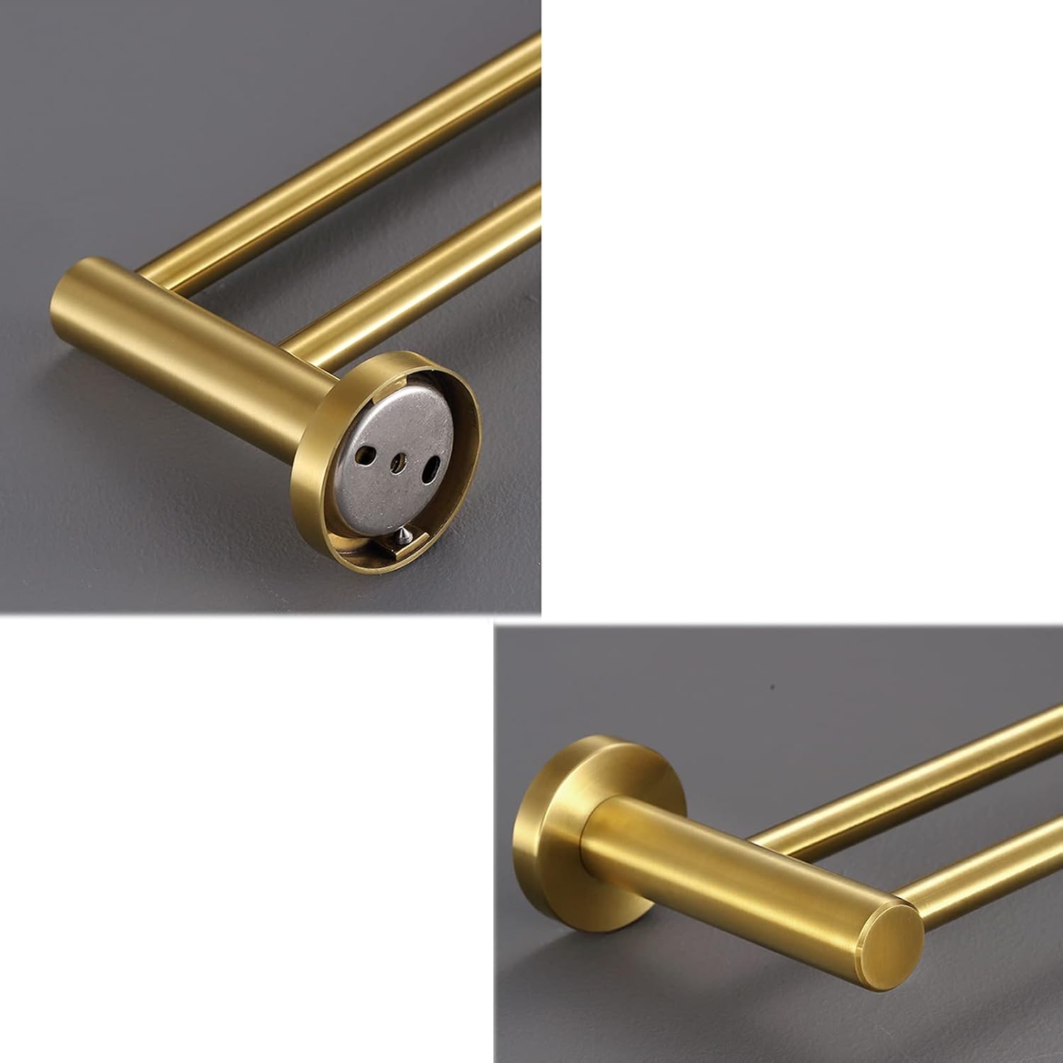 Towel Rack Stainless Steel Towel Hanger No Drilling Towel Holder Wall Mounted Self Adhesive Double bar for Bathroom Toilet,Gold Bathroom (Color : Gold)