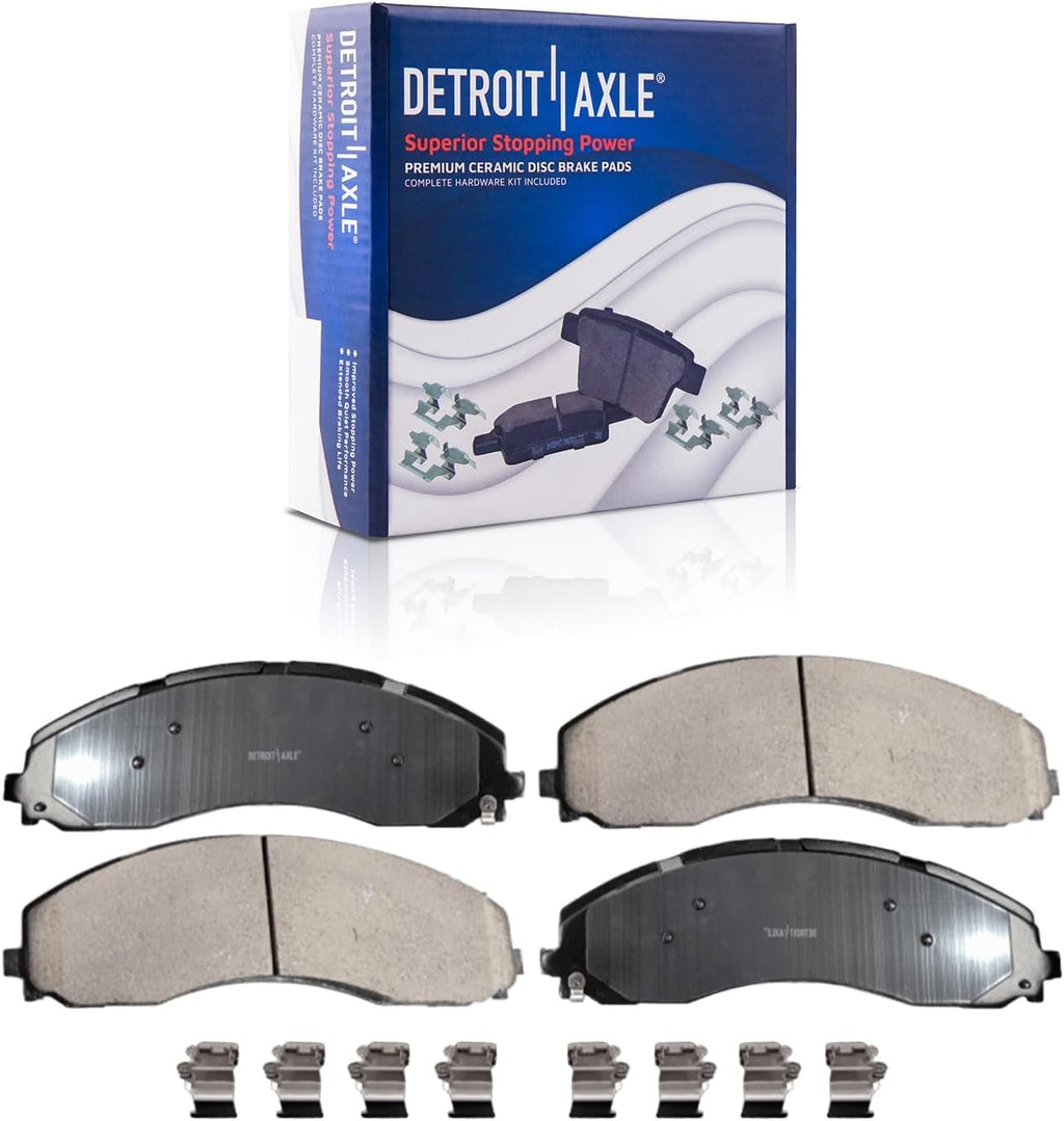 Detroit Axle - Brake Kit for Ford 2017-2021 F-450 F-550 Super Duty 2018-20 Drilled and Slotted Disc Brakes Rotors Ceramic Pads Replacement: 15.39' Front 15.75' Rear Rotor