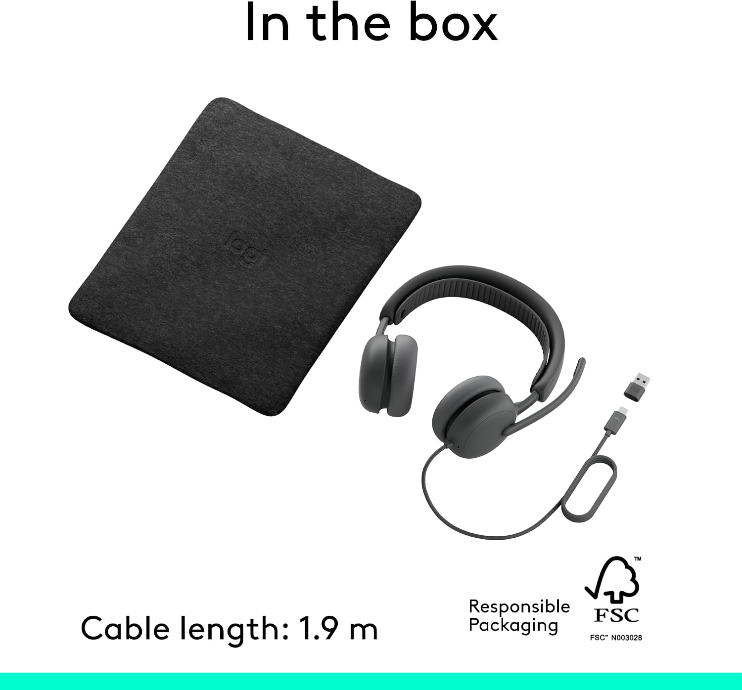 Logitech Zone Wired 2 for Business - Noise-Canceling Headset with Adaptive Hybrid ANC, Microsoft Teams Certified, USB-C with USB-A Adapter - Graphite