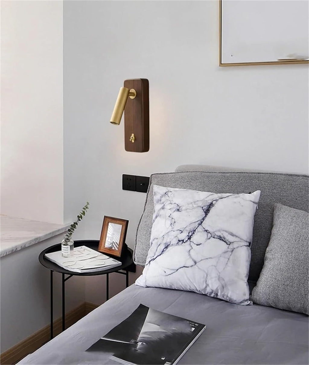 with Switch Wall Lamp Gold Silver Brass Wooden Lighting Fixtures for Bedroom Reading Hotel Office,Elegant