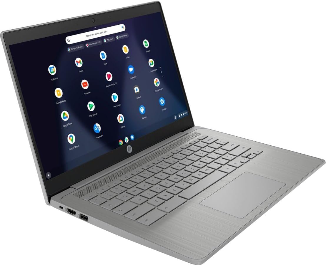 HP Flagship Chromebook 14 HD Student Laptop, Intel Pentium Quad-Core N4120 Processor, 4GB RAM, 64GB eMMC, Wi-Fi 5, Webcam, Bluetooth, Zoom Meeting, Chrome OS, w/GM Accessory