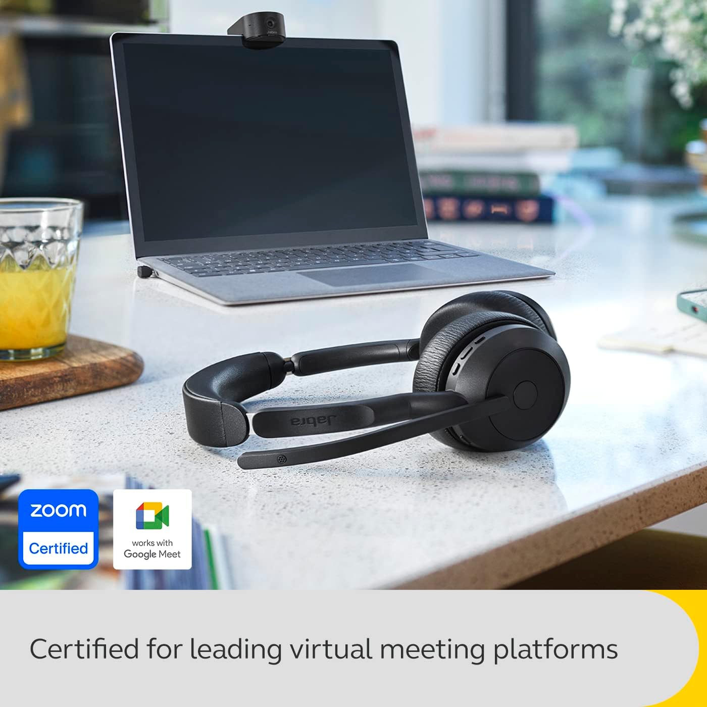 Jabra Evolve2 55 Stereo Wireless Headset - Charging Stand, AirComfort Technology, Noise-Cancelling Mics & Active Noise Cancellation - Works with UC Platforms Such as Zoom & Google Meet - Black