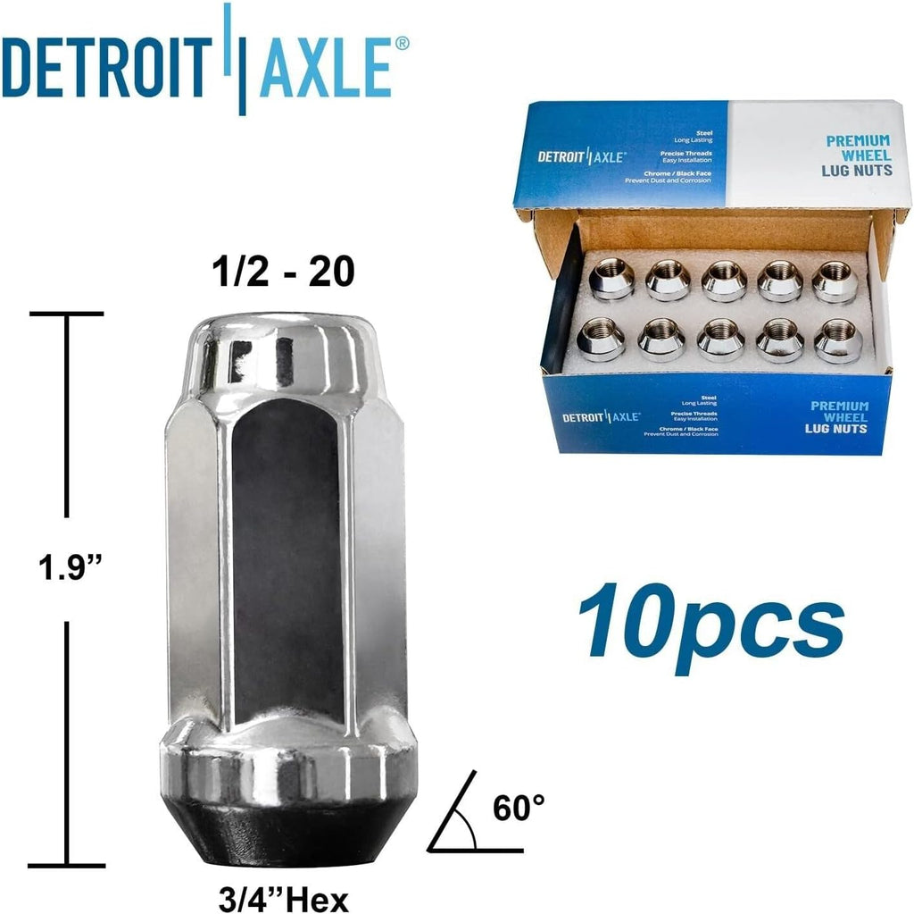 Detroit Axle - 12.99' Rear Drilled Brake Rotors Wheel Hubs + 20pc Wheel Lug Nuts Replacement for Ford Taurus Flex Edge Lincoln MKS MKT - 24pc Set