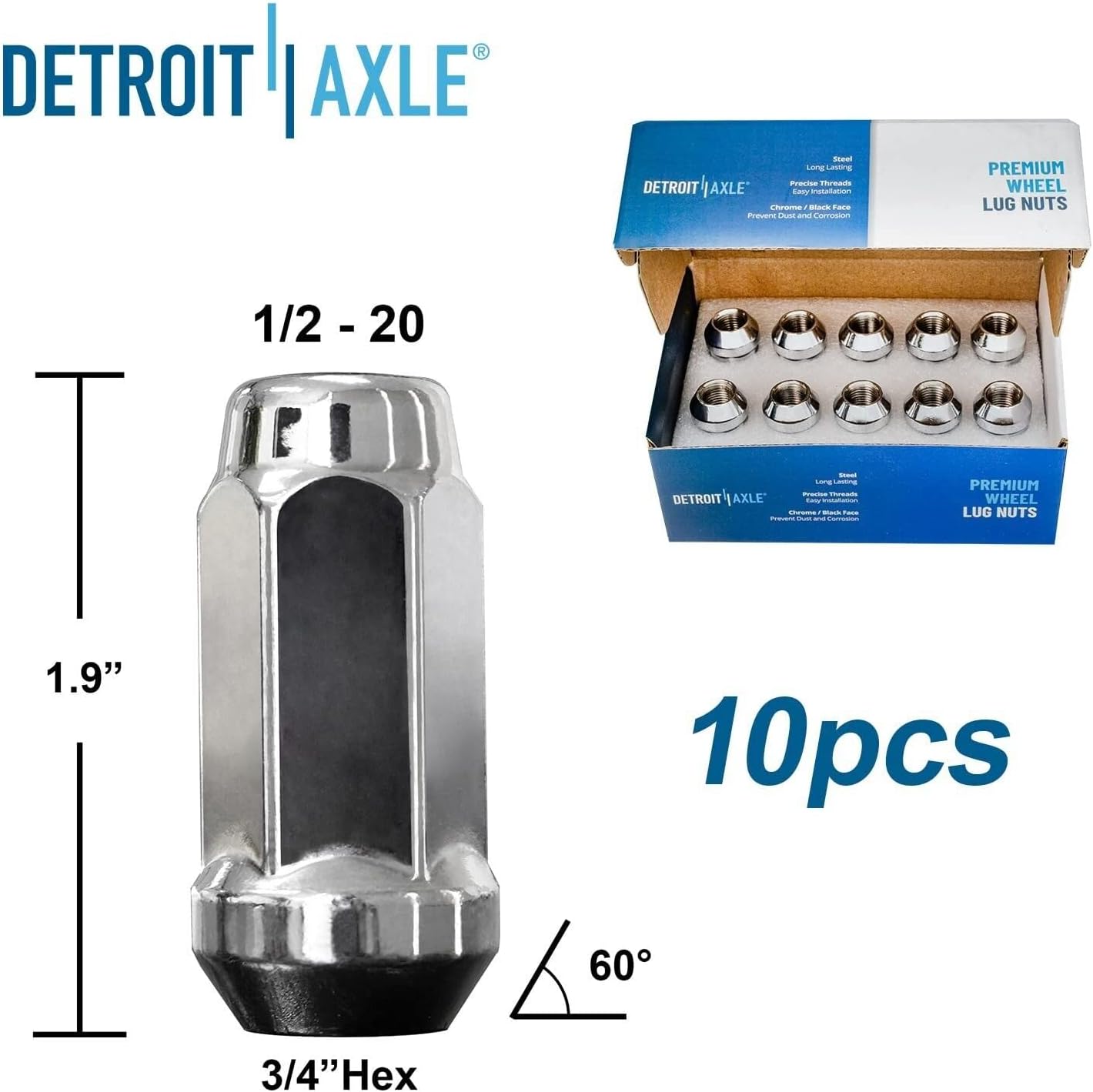 Detroit Axle - 12.99' Rear Drilled Brake Rotors Wheel Hubs + 20pc Wheel Lug Nuts Replacement for Ford Taurus Flex Edge Lincoln MKS MKT - 24pc Set