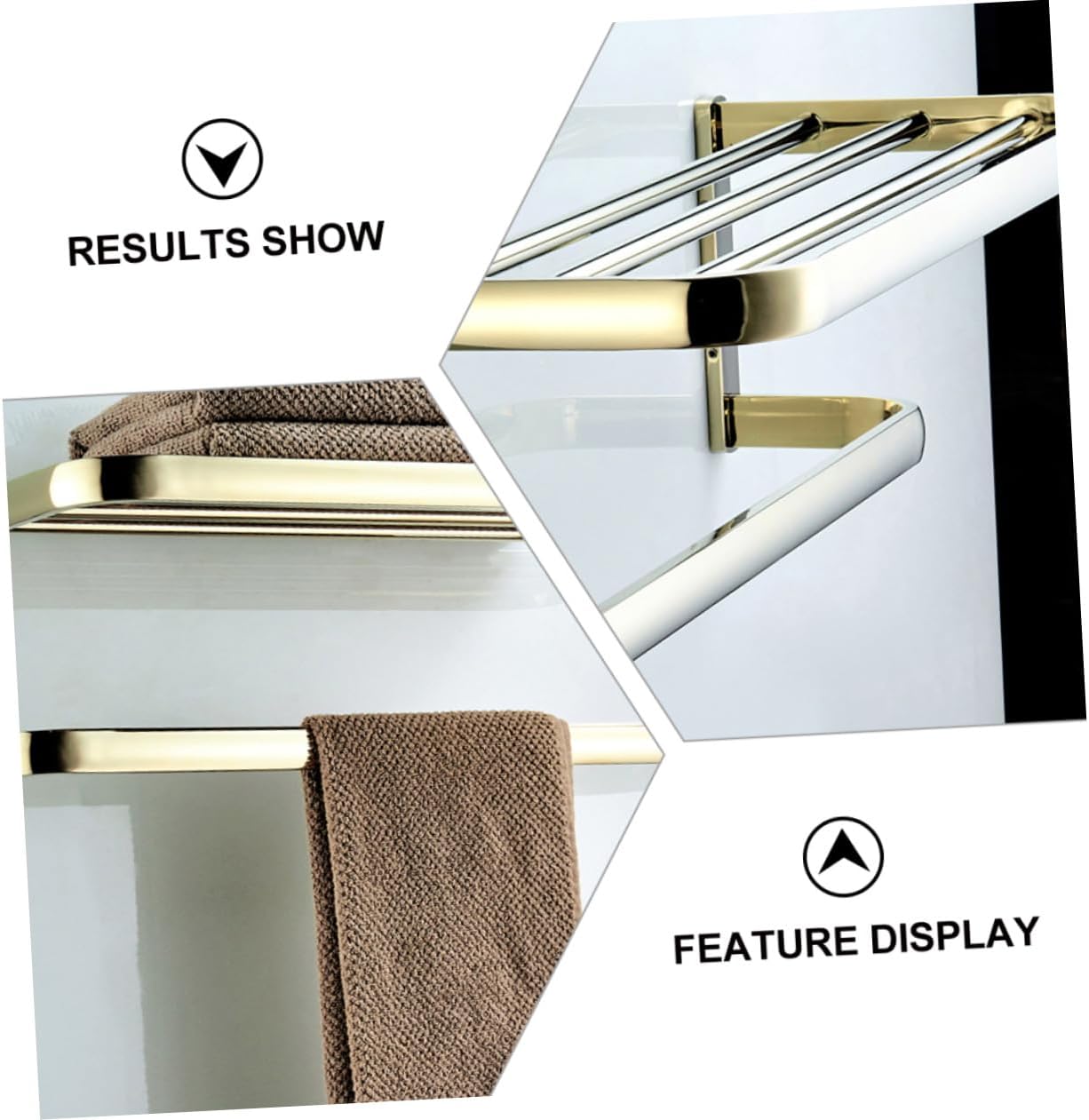 Angoily 1pc Brass Towel Rack Double Design Wall-Mounted Towel Hanger for Bathroom and Kitchen Elegant Gold Finish Easy Installation for Storage