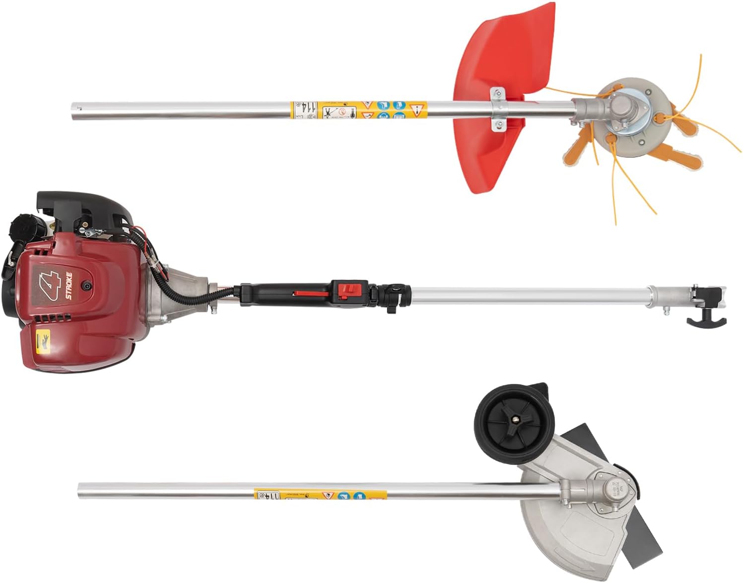 Gas Powered Edger Weed Eater 35.88CC 2 Blade Heads, 4 Stroke Cordless Lawn Edger Gas String Trimmer with Handle & Shoulder Strap for Garden Lawn Grass Trimmer