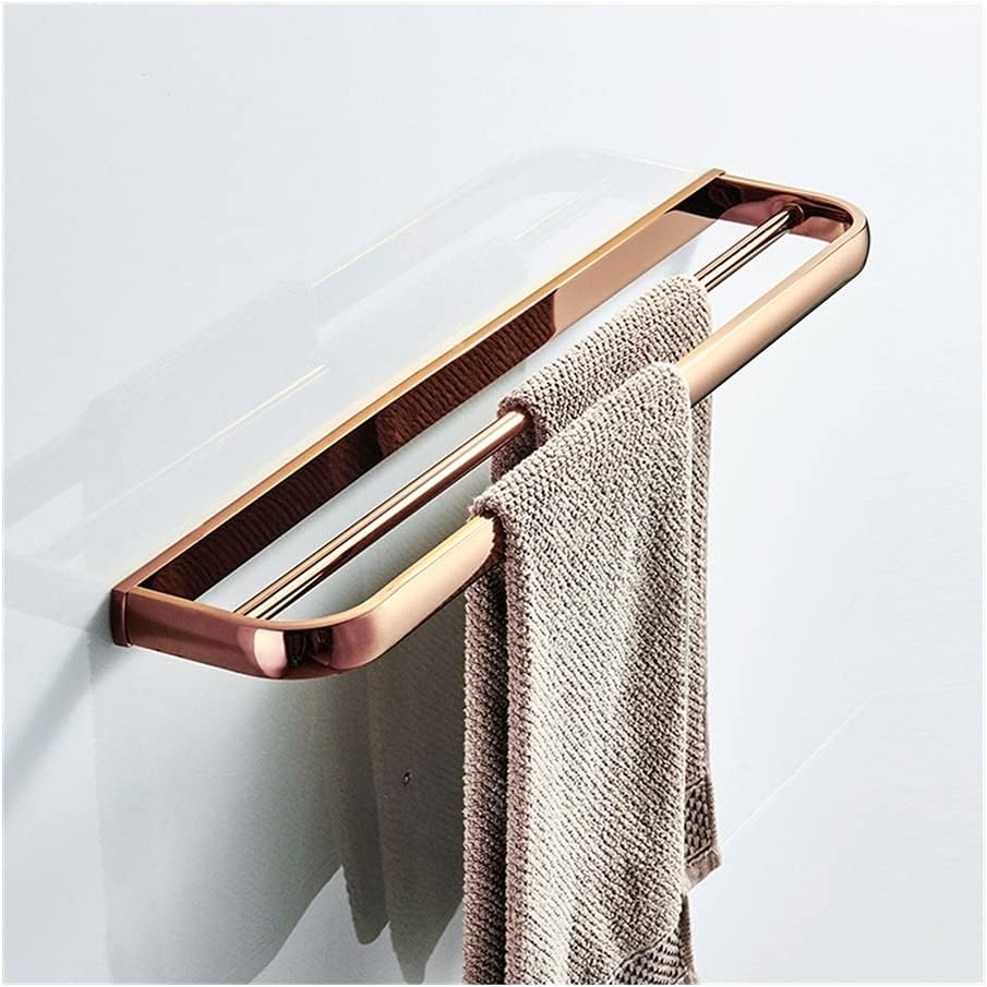Towel Rack, Towel Rail for Bathroom, Rose Towel Rail, Bronze Brass Wall Mounted Bathroom Double Bath Towel Bar Storage Towel Holder Rack Shelf/Chrome/a (Rose Gold a)