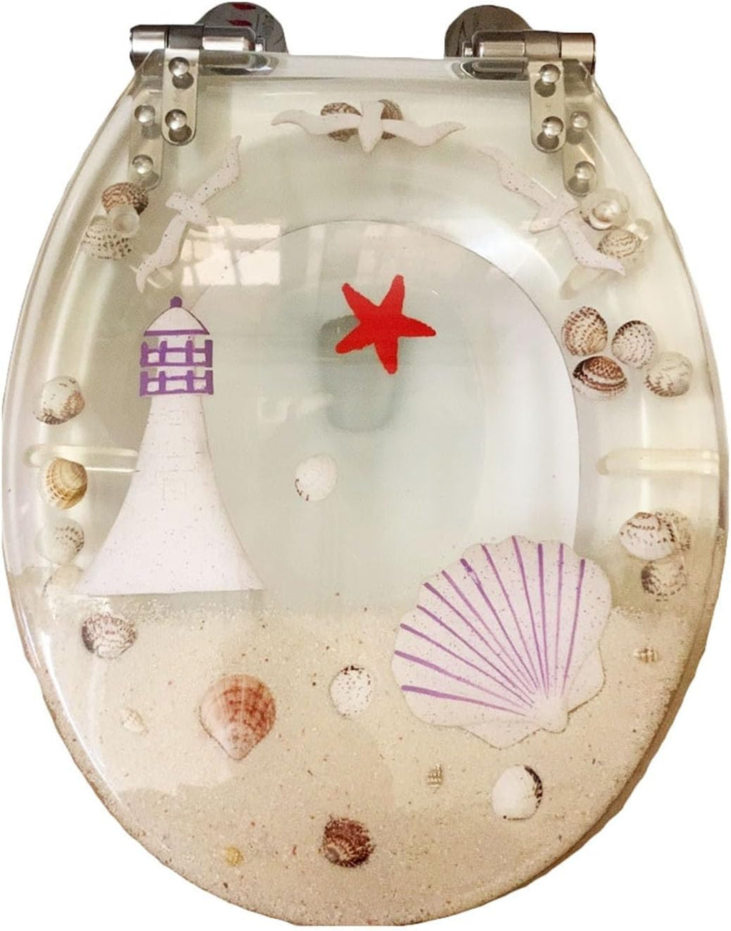 Resin Toilet Seat Soft Close Toilet seat Quick Release, Heavy Duty, Glitter Toilet Seat, Slow Close, Sparkling Toilet Seats for Bathroom, 14.2'×16.5',Gold,Clear