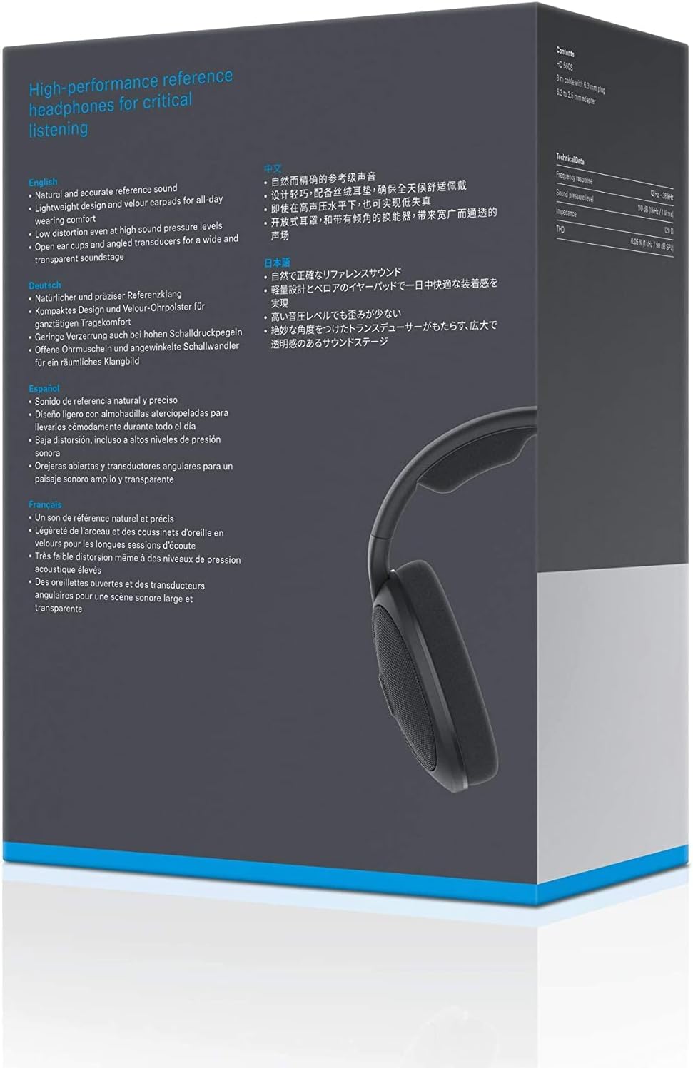 Sennheiser HD 560 S Over-The-Ear Audiophile Headphones - Neutral Frequency Response, E.A.R. Technology for Wide Sound Field, Open-Back Earcups, Detachable Cable, (Black) (HD 560S) HD 560S (Renewed)