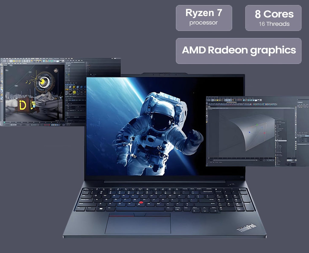 Lenovo ThinkPad E16 Business Laptop (16' FHD+ Display, AMD Ryzen 7 7730U (> Intel i7-1255U), 16GB RAM, 512GB SSD) Fingerprint, Backlit, FHD Webcam, Wi-Fi, Ethernet, Win 11 Pro w/ AI Copilot, Black